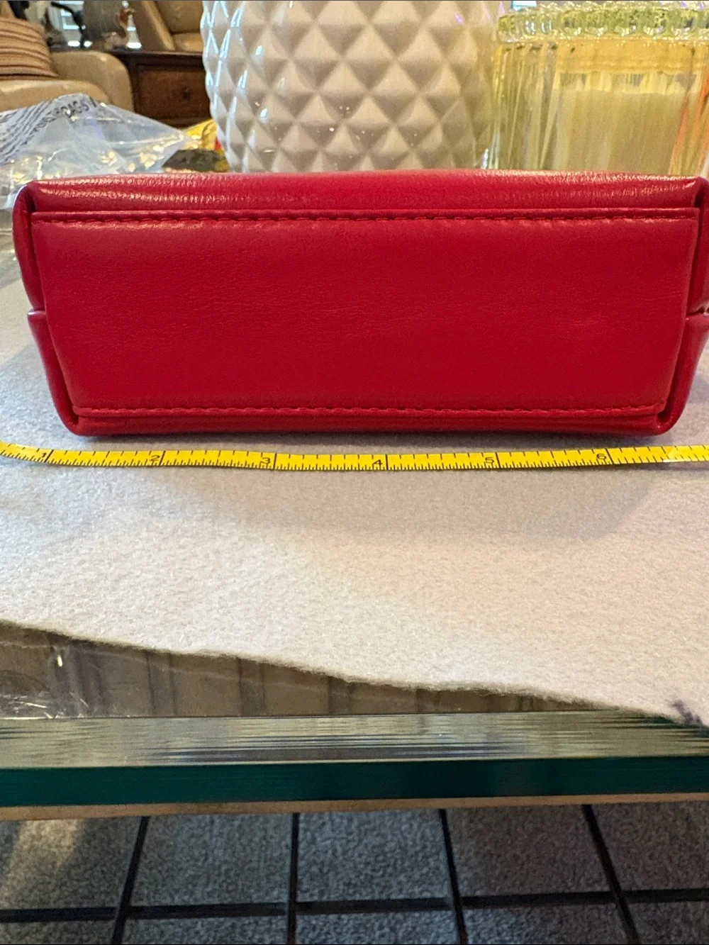 Red Pouch with Gold Lip Accent